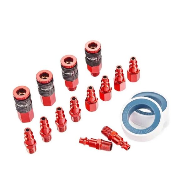 16 pc Air Hose Fittings, AMT Universal 3IN1 Aluminum Air Coupler and I/M Industr - Picture 1 of 6